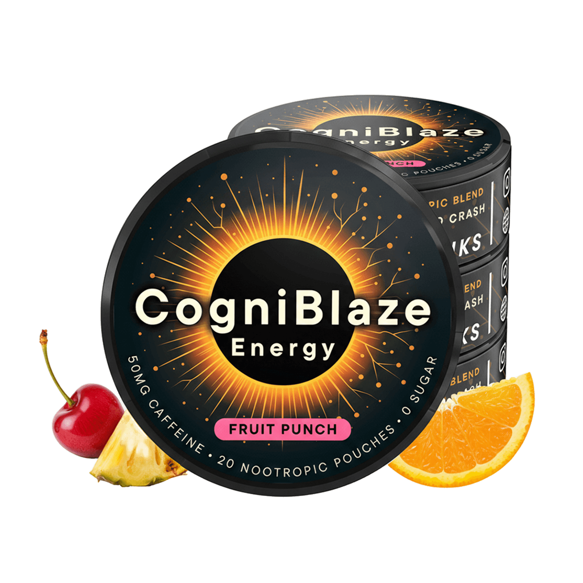 Nootropic Pouches (Fruit Punch) | 50mg Caffeine Pouches | 4 Pack