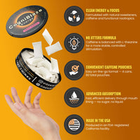 CogniBlaze energy pouches packaging with features on an orange background