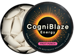 CogniBlaze Energy Pouches in a container with a visible brand logo.